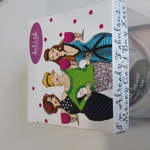 Fun girly painted stemless wine glass NIB! - Picture 3 of 4